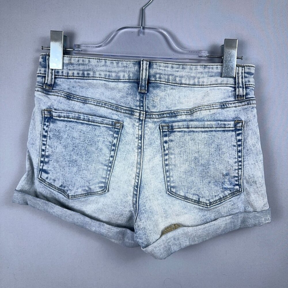 Pacsun Shortie Shorts Womens Size 26 Super Stretch Distressed Mid Rise Blue - Picture 2 of 10